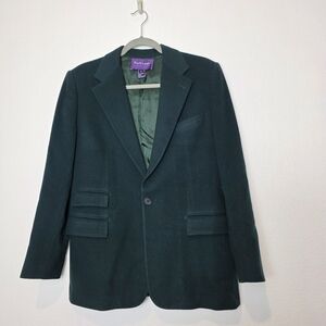 Vintage Ralph Lauren Purple Label Wool Cashmere Blazer Jacket In Green
